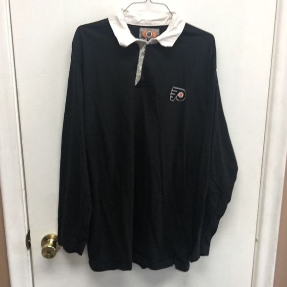 Philadelphia Flyers Long-sleeve Button Up Polo Collared Shirt Mens XL - Picture 2 of 6
